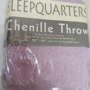 NWT Sleepquarters Lavender Chenille Throw 50" x 60" Super Soft Lightweight Warm